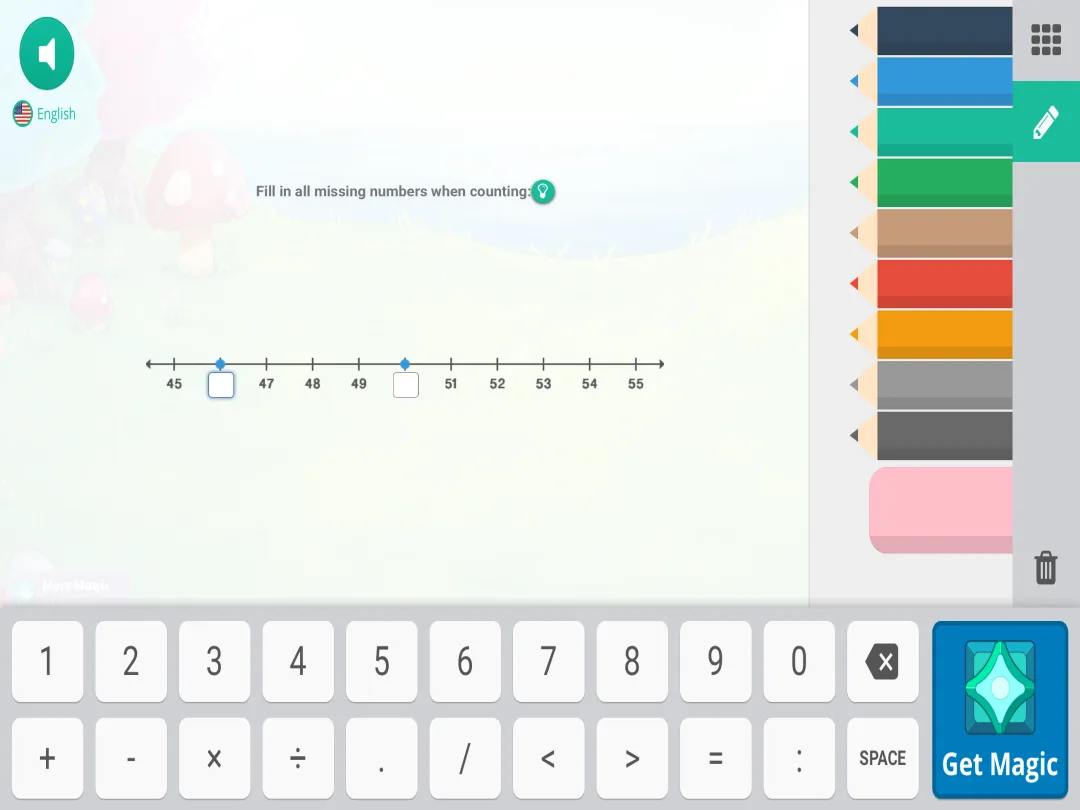 Prodigy Math game: missing numbers on a number line