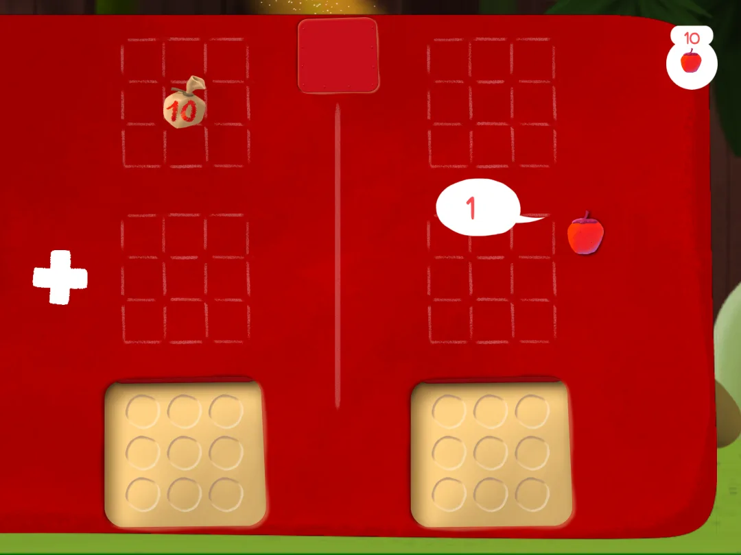 Kahoot! Big Numbers game: tens and ones with a bag of ten apples