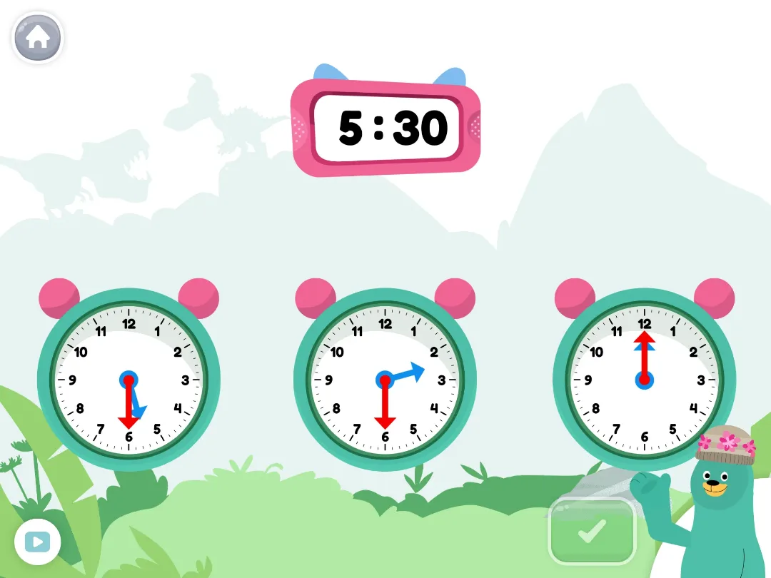 Khan Academy Kids: telling time on analog clocks