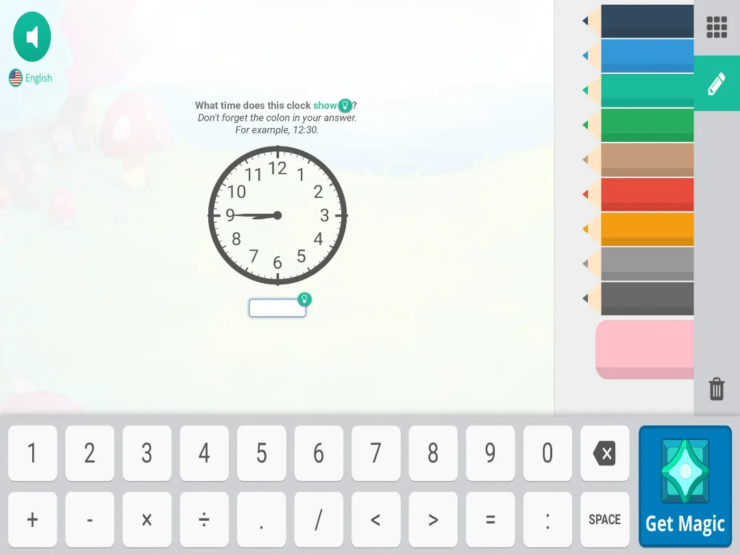 Prodigy Math game: telling time on an analog clock