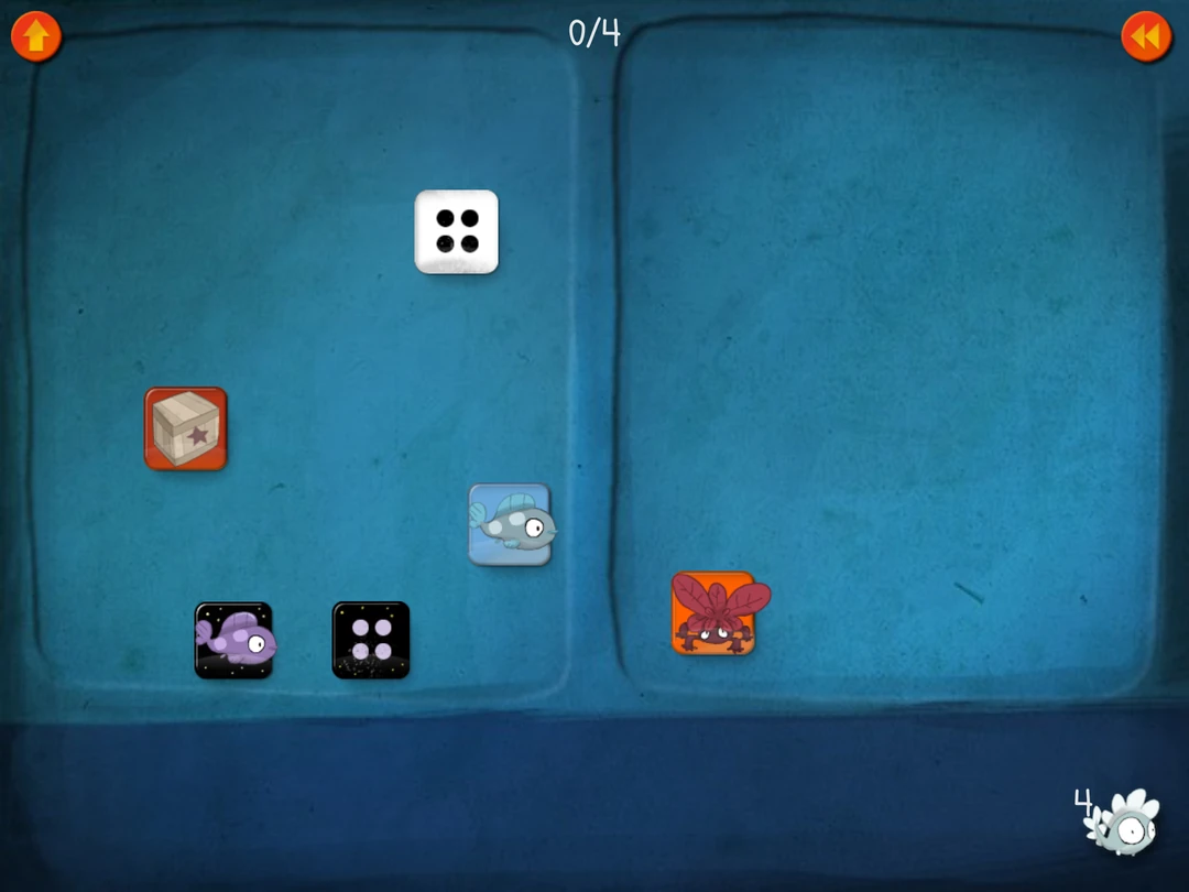 DragonBox Algebra game: creature and dot cards appear on both sides of an algebra puzzle board.