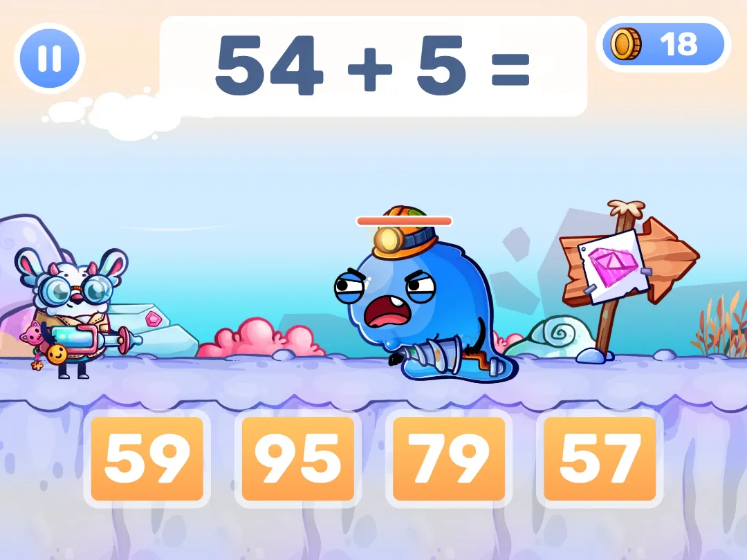 MathHero math game: addition within 100 in a monster battle