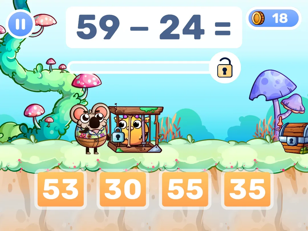 MathHero math game: subtraction within 100 to rescue an animal